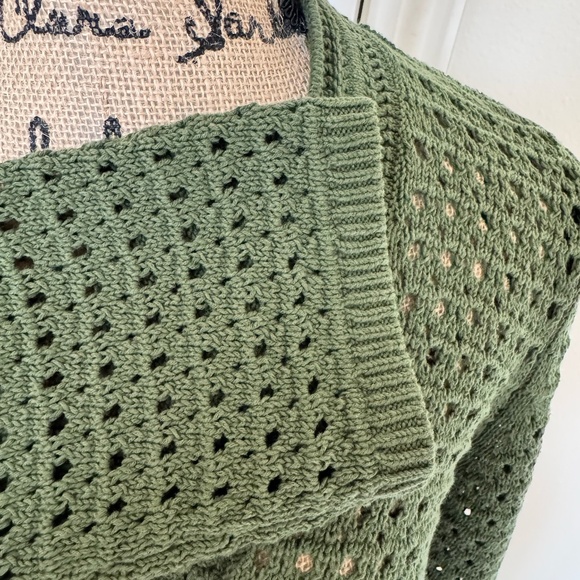 Loft Green Open Weave V Neck Cardigan - Picture 4 of 4